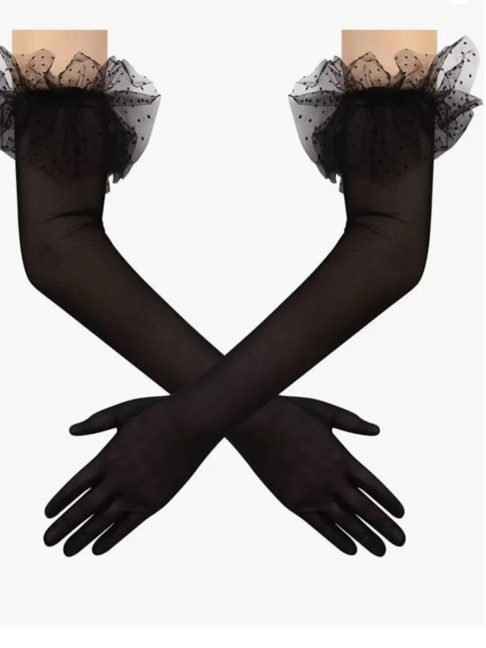 Long Lace Opera Black Gloves